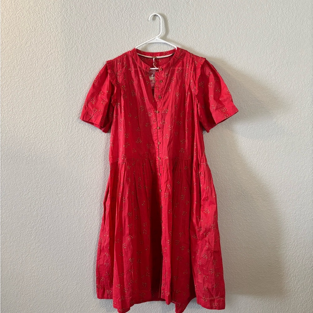 Free People Red Floral Midi Dress
